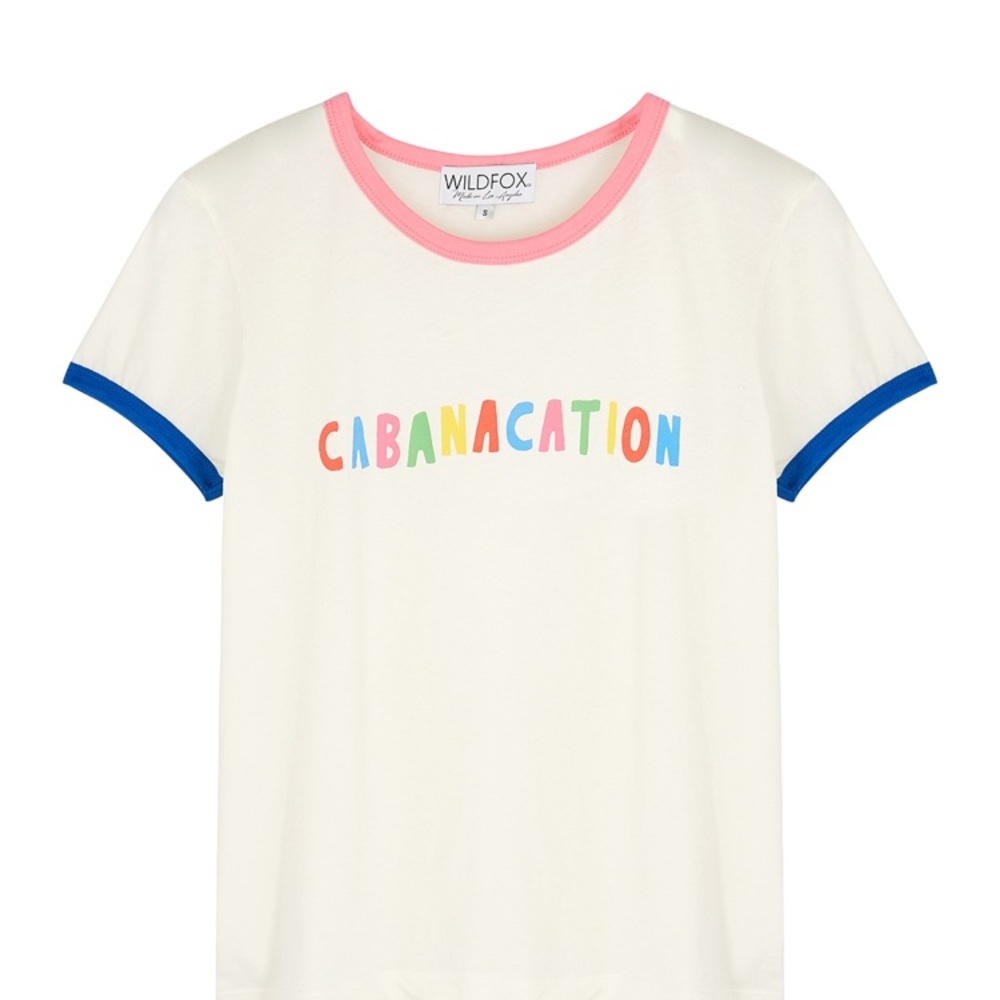 WILDFOX Cabanacation Tee Shirt Top Cotton NWT - Picture 2 of 7